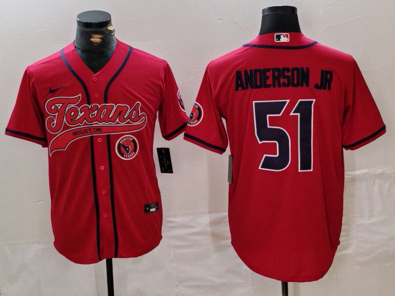 Men Houston Texans 51 Anderson Jr Red Joint Name 2024 Nike Limited NFL Jersey style 1